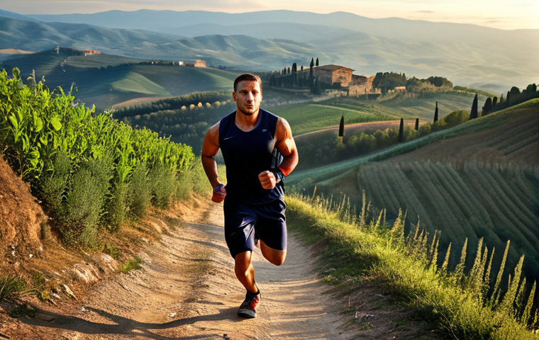 Cardio Fitness**
"A determined MMA fighter, fully clothed in athletic wear, running up a steep hill in the Tuscan countryside at sunrise, appropriate attire, safe for work, perfect anatomy, natural proportions, professional athletic photography, high quality, modest."
**