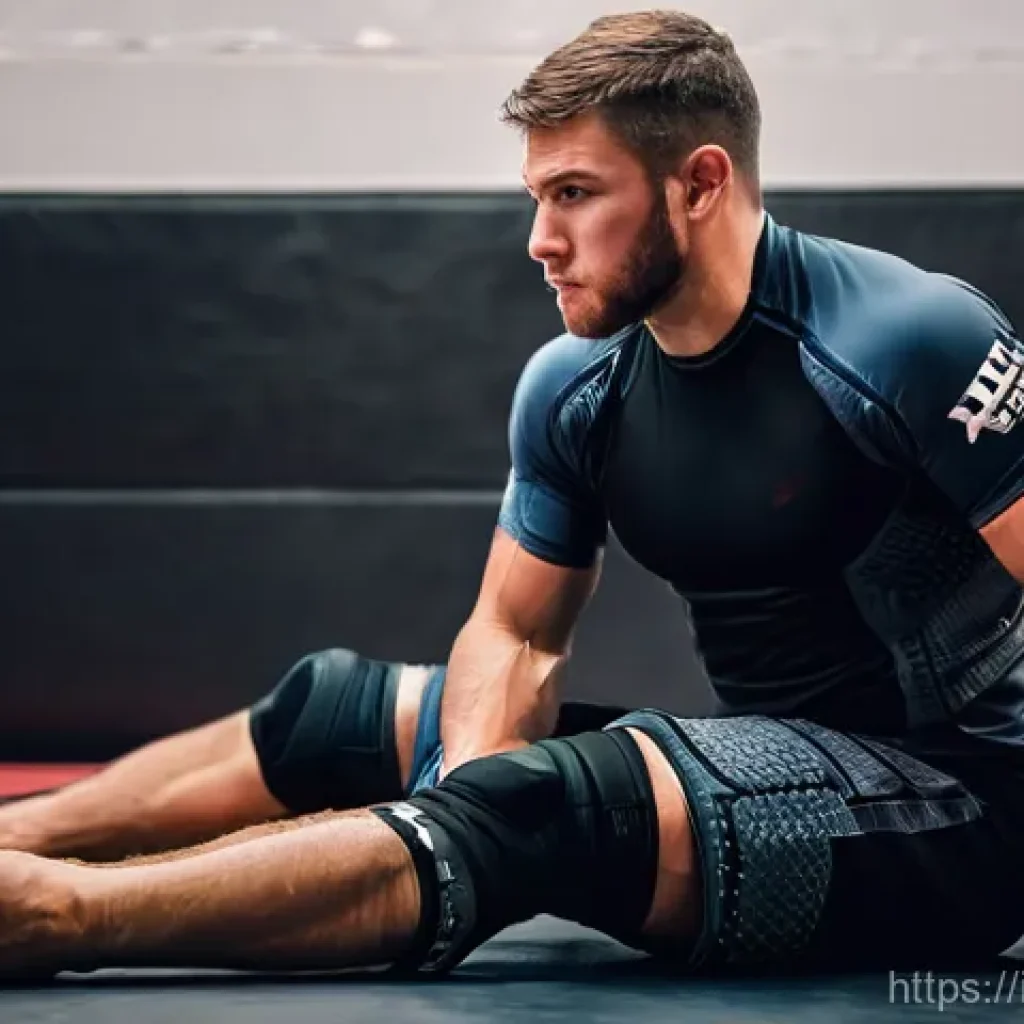 격투기 무릎 보호대 추천 - **Prompt 1: MMA/Grappling Training with Advanced Knee Protection**
    A male MMA fighter in his lat...