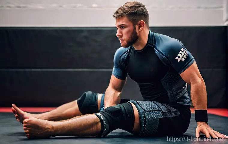 격투기 무릎 보호대 추천 - **Prompt 1: MMA/Grappling Training with Advanced Knee Protection**
A male MMA fighter in his lat...