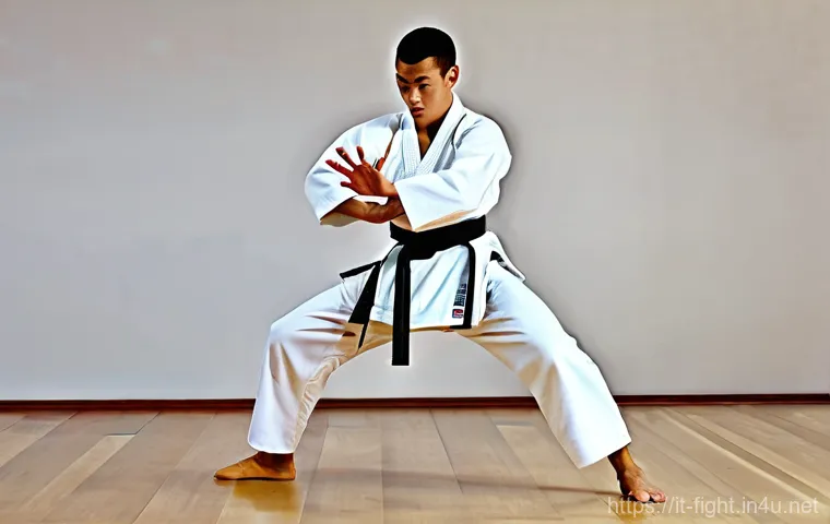 격투기 도복 선택 가이드 - **Prompt:** A powerful action shot depicting two male judoka engaged in a high-intensity throw durin...